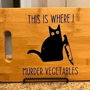 Funny Cat Bamboo Cutting Board NWT